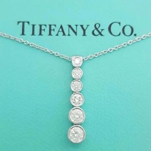 TIFFANY & Co. Platinum SIX Diamond Jazz Graduated Drop Pendant Necklace